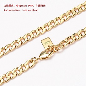 Collares de cadena de latón para hombre, larga duración plateado, textura, palabra duna