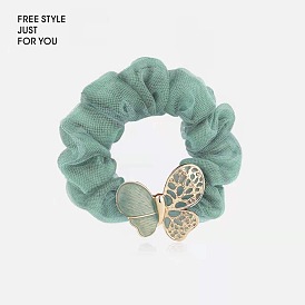 Hand-dripped oil hollow-out process butterfly ponytail large intestine hair ring simple plate release art tied hair rubber band female headdress