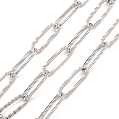 Brass Paperclip Chains, Soldered, with Spool, Long-Lasting Plated, Rack Plating, Lead Free & Cadmium Free