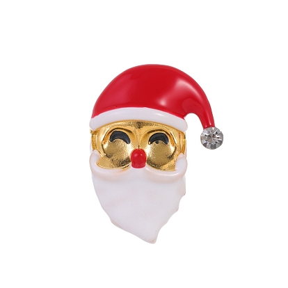Christmas Santa Claus Alloy Enamel Brooches, with Rhinestone, Enamel Pins