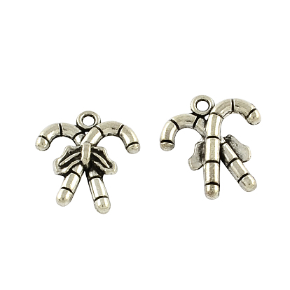 Tibetan Style Zinc Alloy Pendants, Candy Cane, Lead Free & Cadmium Free, 18.6x17.3x5mm, Hole: 2mm, about 277pcs/500g