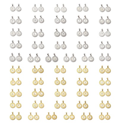 304 подвески из нержавеющей стали, плоские круглые подвески-ракушки с буквой