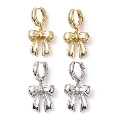 Серьги-кольца с бантом из латуни, долговечный, без свинца и без кадмия