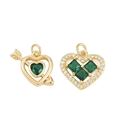 Латунный кулон с микропаве из циркония, без кадмия и без свинца, сердце прелести