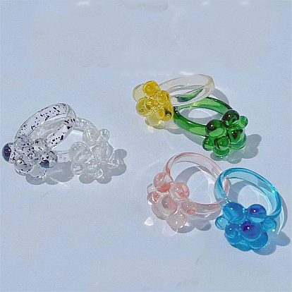 Полимерные пальцевые кольца, цветок, для женщин