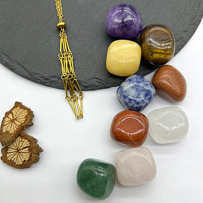 Кулон в виде мешочка из смешанных драгоценных камней в технике макраме 201 ожерелья из нержавеющей стали