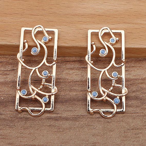 Light Gold Alloy with Enamel Filigree Joiners Connector, Vines Wrapped Rectangle
