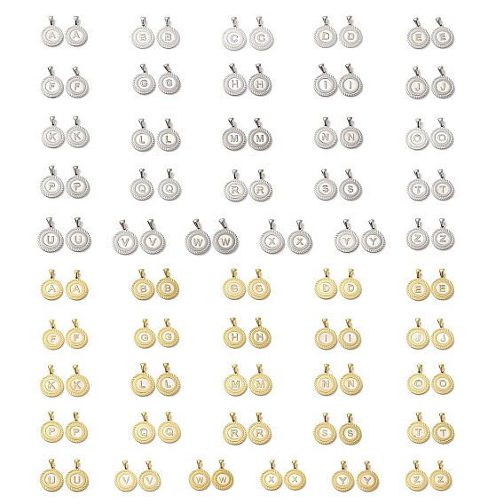 304 подвески из нержавеющей стали, плоские круглые подвески-ракушки с буквой