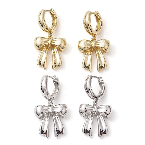 Серьги-кольца с бантом из латуни, долговечный, без свинца и без кадмия