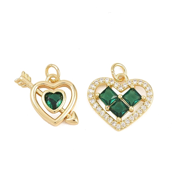Латунный кулон с микропаве из циркония, без кадмия и без свинца, сердце прелести