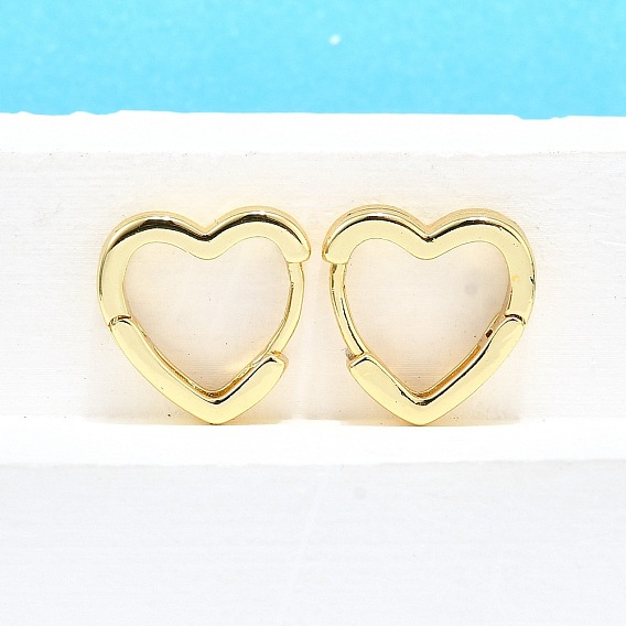 Серьги-кольца из латуни в форме сердца, долговечный, без свинца и без кадмия