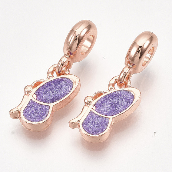 Sparkling Alloy European Dangle Charms, with Enamel, Large Hole Pendants, Butterfly