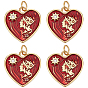 6подвески из кубического циркония с покрытием из латуни с микропаве, с прыжковыми кольцами и эмалью, долговечный, без свинца и без кадмия, сердце с женщинами и солнечным шармом