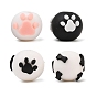 Handmade Polymer Clay Beads, Round with Paw Print