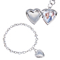4Pcs 304 Stainless Steel Bracelets, Heart, with 316 Stainless Steel Locket Pendants