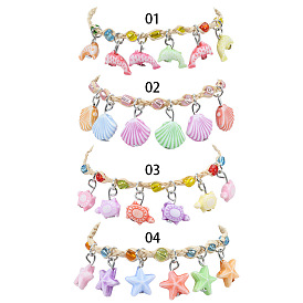 Bracelet porte-bonheur couleur macaron sur le thème de l'océan, fait à la main pour les amoureux des dauphins et des tortues de mer
