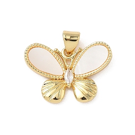 Латунные микро проложить кубического циркония подвески, бабочка, с оболочкой, без кадмия и без свинца