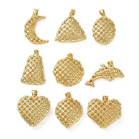 Латунные микропаве прозрачные подвески с фианитом, реальный 18 k позолоченный