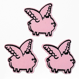 Computerized Embroidery Cloth Iron on/Sew on Patches, Appliques, Costume Accessories, Flying Pig