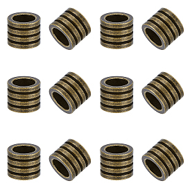 12pcs 304 perles européennes en acier inoxydable, Perles avec un grand trou   , colonne avec rainure