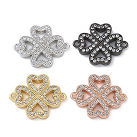 Стойка покрытие латунь микропаве прозрачный кубический цирконий клевер соединительные подвески, долговечный, без свинца и без кадмия
