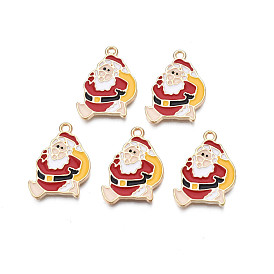 Crémaillère placage pendentifs en émail d'alliage, sans cadmium et sans nickel et sans plomb, or et de lumière, père noël/père noël