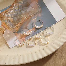 Кольца для пальцев с овальными бусинами из натурального пресноводного жемчуга, сплав манжеты кольца