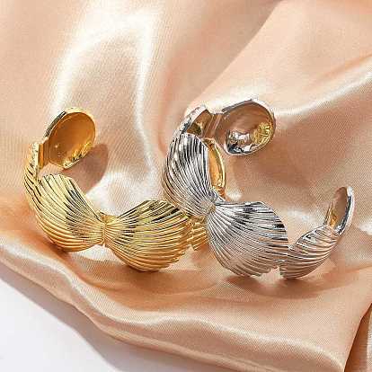 Латунные браслеты с открытыми манжетами для женщин, формы раковины, стойки покрытие, долговечный, без свинца и без кадмия