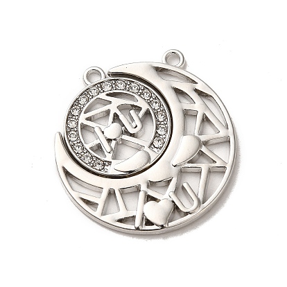 2шт 2 стиль подвеска из сплава, со стразами, без кадмия и без свинца, Луна прелести