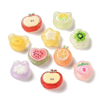 Кабошоны из прозрачной смолы с фруктовой тематикой, разнообразные