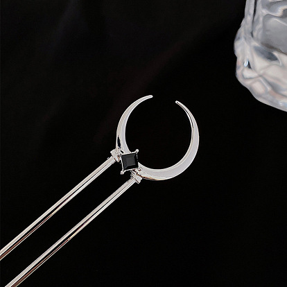 Минималистичная U-образная заколка с современным дизайном луны - уникальный металлический аксессуар для волос на каждый день