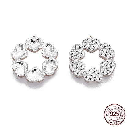 925 стерлингов серебряные подвески, цветок с подвесками в виде сердечек