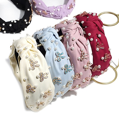 Ткань ленты для волос, аксессуары для волос для женщин и девочек, с имитацией жемчужина бисера