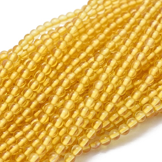 Natural Citrine Beads Strands, Round, Dyed & Heated