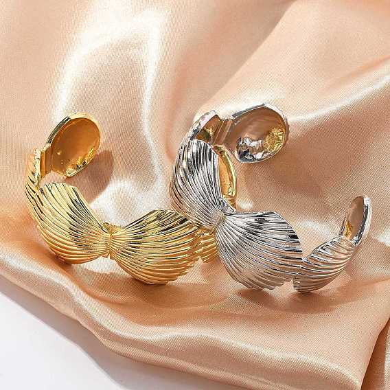 Латунные браслеты с открытыми манжетами для женщин, формы раковины, стойки покрытие, долговечный, без свинца и без кадмия