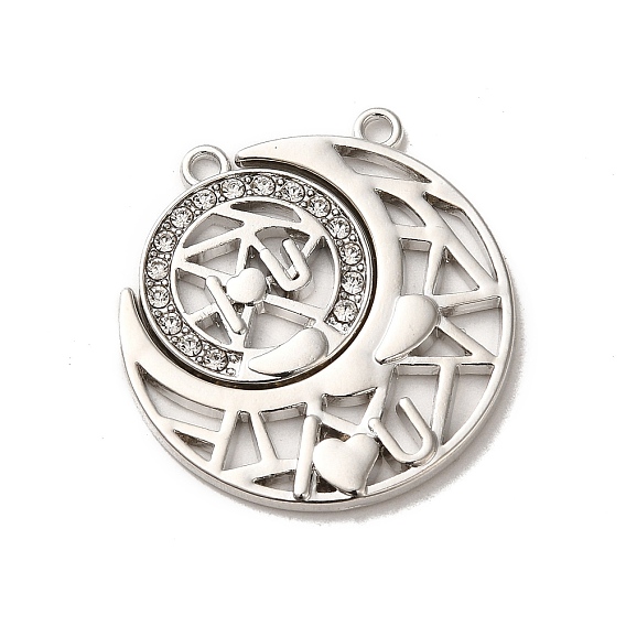 2шт 2 стиль подвеска из сплава, со стразами, без кадмия и без свинца, Луна прелести