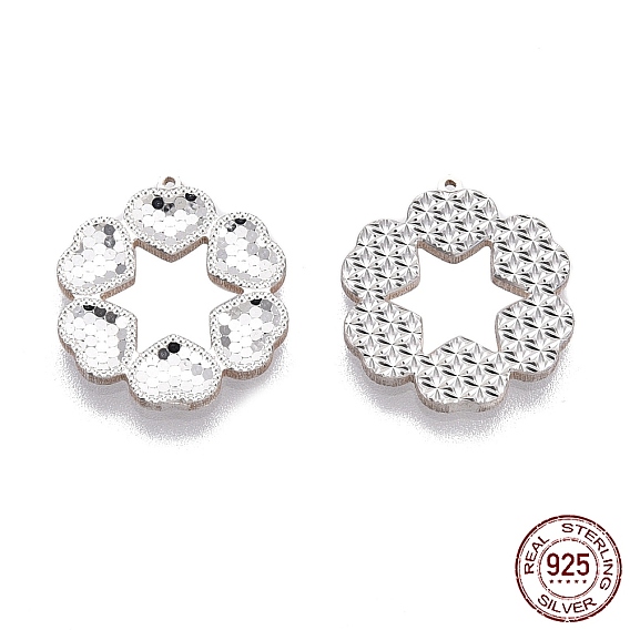 925 стерлингов серебряные подвески, цветок с подвесками в виде сердечек