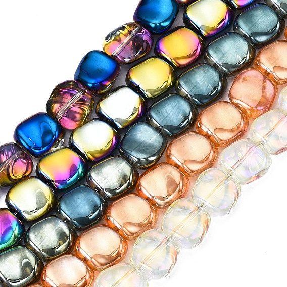 Electroplate Glass Beads Strands, Square