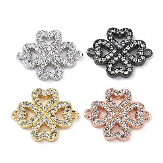 Стойка покрытие латунь микропаве прозрачный кубический цирконий клевер соединительные подвески, долговечный, без свинца и без кадмия