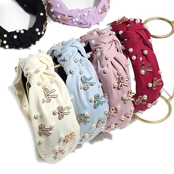 Ткань ленты для волос, аксессуары для волос для женщин и девочек, с имитацией жемчужина бисера