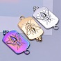 201 Stainless Steel Pendants, Rectangle with Bees Charms