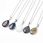 Natural & Synthetic Gemstone Pendant Necklaces, with Brass Chains, Drop