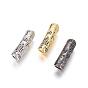 Brass Micro Pave Cubic Zirconia Beads, Long-Lasting Plated, Tube Beads