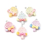 Pendentifs alimentaires imitation résine opaque, sucette avec breloques en forme de nœud papillon, avec boucle en fer platine