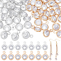 80Pcs 2 Colors Brass Micro Pave Cubic Zirconia Pendants, Round Charms