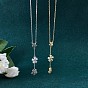 Clear Cubic Zirconia Flower Lariat Necklace, 925 Sterling Silver Y Necklace for Women