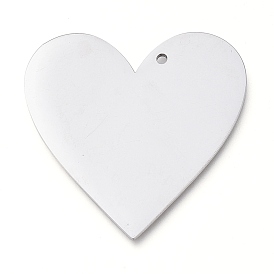 304 Stainless Steel Pendants, Manual Polishing, Stamping Blank Tag, Laser Cut, Heart