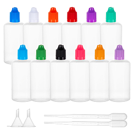 BENECREAT Plastic Liqiud Bottle, with Mini Transparent Plastic Funnel Hopper and 2ml Disposable Plastic Transfer Pipettes