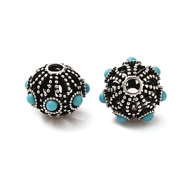 Tibetan Style Alloy Beads, with Resin, Oval