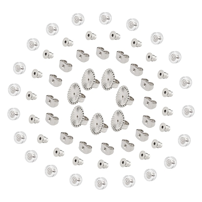 Brass Ear Nuts, with Silicone Ear Nuts, Earring Backs
